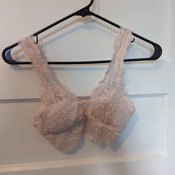 Aerie Eyelash Lace Plunge Bralette - Cheeky Peach - Picture 5 of 8